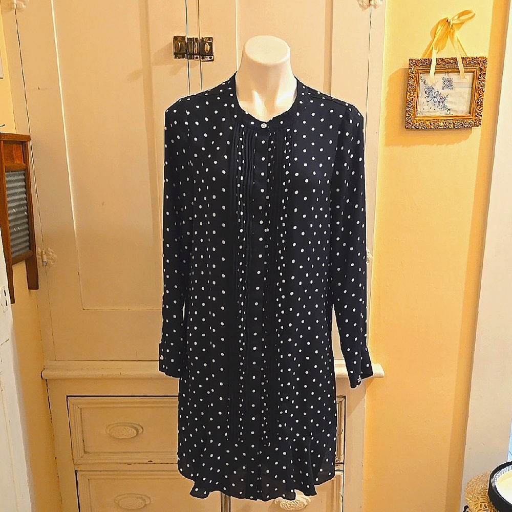Tommy Hilfiger dark and white silky dress Sz M ⭐
